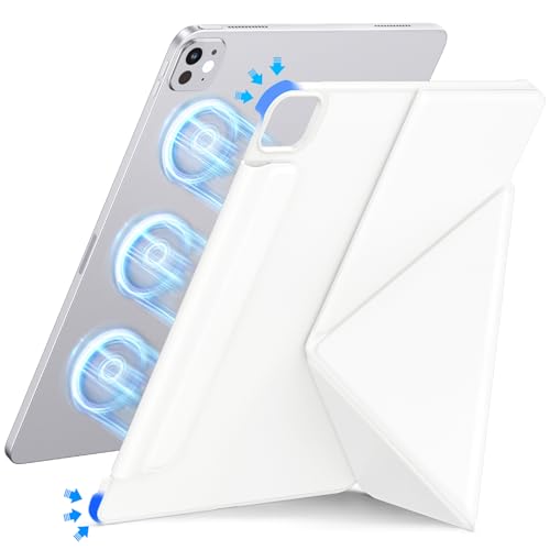 �y�c�u���Ή��E���C�z���ziPad Pro 13�C���` �P�[�X M5�i2025�j/ M4�i2024�j�Ή� �O���u���E�c�u���Ή� �O�p�X�^���h �����^�E�y�� ����݌v �܂肽���ݎ� �p�x�����\ �S�ʕی� �ϏՌ� �y�����[ �I�[�g�X���[�v�Ή� (�z���C�g)