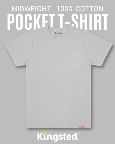 Image of Kingsted Pocket T-Shirts for Men - Super Soft & Comfy 100% Cotton Shirts | Short-Sleeve Crewneck Pocket Tee Shirts - Classic Regular Fit Work Shirt - Built to Last Midweight Cotton T-Shirts for Men