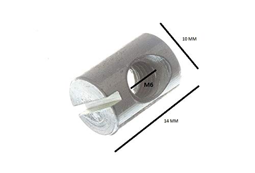 100 x dadi per mobili M6 x 14 mm.