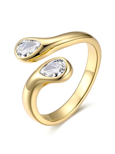Image of Bestyle April Birthstone Ring for Women, Adjustable Gold Diamond Ring, Thumb Ring for Women, Gold Rings for Women Gemstone Ladies Rings Jewellery Gift for Women Girls