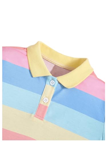 SOLY HUX Girl's Color Block Striped T Shirt Dress Short Sleeve Collared Fitted Cute Short Dresses3