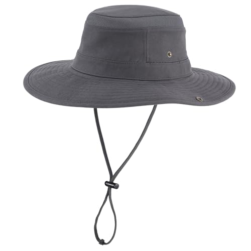 Image of Home Prefer UPF 50+ Wide Brim Sun Hat Mesh Crown Foldable Cotton Bucket Cowboy Hat for Men Safari Golf Fishing Beach Garden