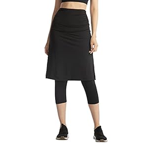 Skirted Leggings for Women Dressy Skirt with Leggings Attached Workout Modest Swim Skirts with Capri with Pockets m bk Black