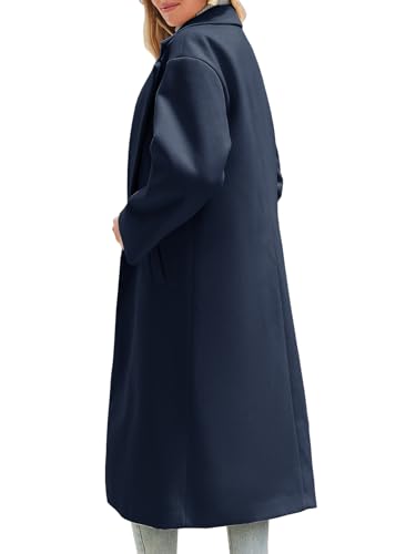 Women's Winter Wool Coat Notch Lapel Single Breasted Casual Mid Long Pea Trench Coat3