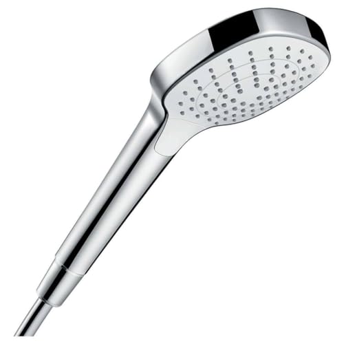 ducha de mano ahorro de agua 9 l/min, alcachofa de ducha con 3 tipos de chorro, cabezal de ducha (110 x 110 mm), con sistema antical, blanco/cromo