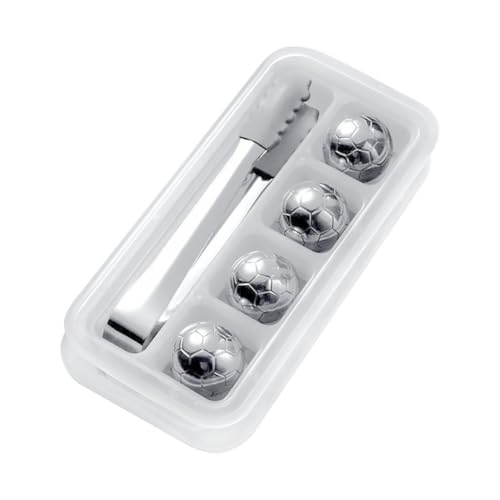 Set de cubitos de hielo de acero inoxidable en forma de balón de fútbol miniatura 1