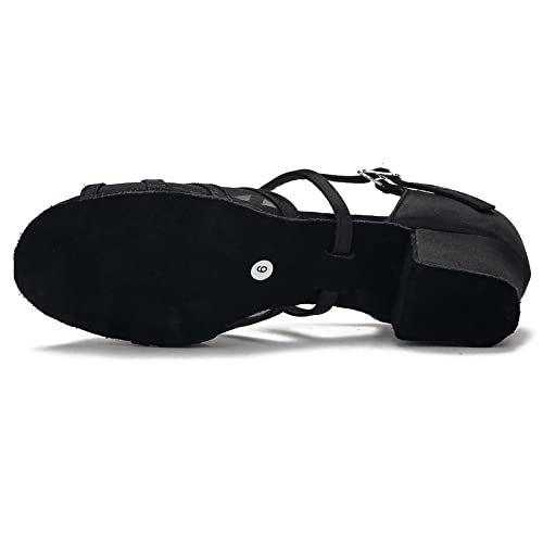Cleecli Low Heel Ballroom Dance Shoes Women Latin Salsa Practice Dancing Shoes 1.5 Inch Heel Zb14(7,Black) #TOP4
