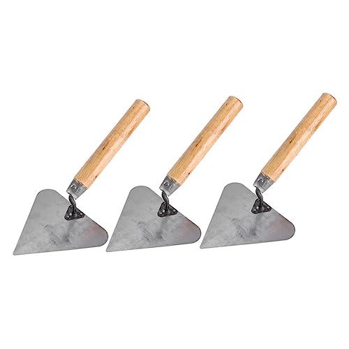 SEWOART 3piezas Llana De Albañil Triangular Paleta De Hormigón Acero Inoxidable Mango De Madera Para Ladrillo