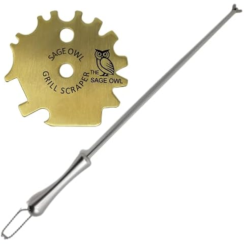 Universal Brass Grill Scraper and Handle Combo - Individually Packed (Stocking Stuffers Men) Cover