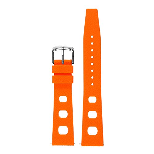 StrapsCo Silicone Rubber Vintage Rally Quick Release Watch Band Strap - Orange - 18mm