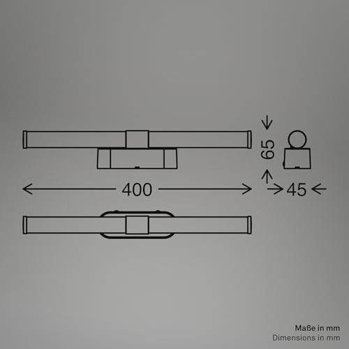 BRILONER - LED Spiegelleuchte Bad IP44 Spritzwasserschutz, Wandmontage, 4.000K neutralweiß, Badezimmerlampe, Spiegellampe Bad, Lampe Badezimmer, Badlampe Wand, 40 x 6,5 x 4,5 cm, Chrom