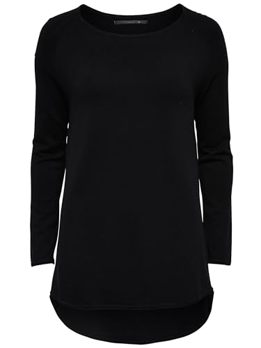 ONLY Damen Langer Feinstrick Pullover | Langarm Rundhals Knit Sweater | Stretch Jumper Locker ONLMILA, Farben:Schwarz, Größe:M