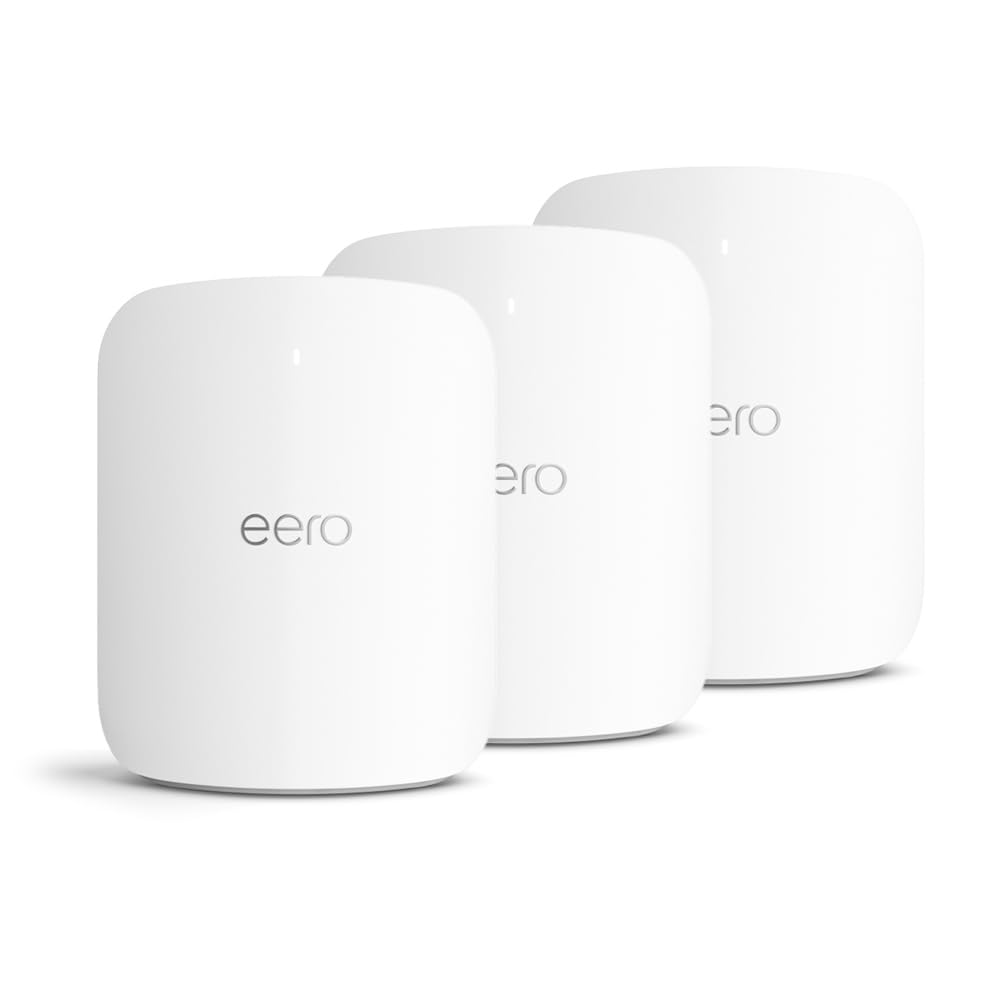 Router wi-fi mesh Amazon eero Max 7 | Ethernet 10 Gbps | Copertura fino a 695 m² | Connette più di 750 dispositivi | Ideale per il gaming | Confezione da 3 | Ultima generazione
