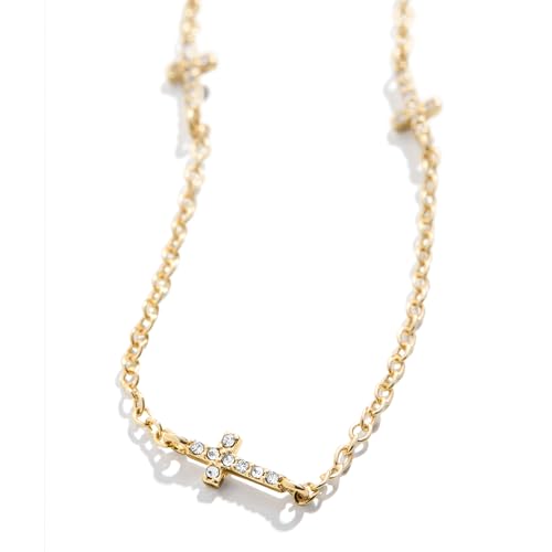Cross Necklace for Women - Elegant Gold Chain with Glass Stones, Hypoallergenic, 17" Length with Extender2