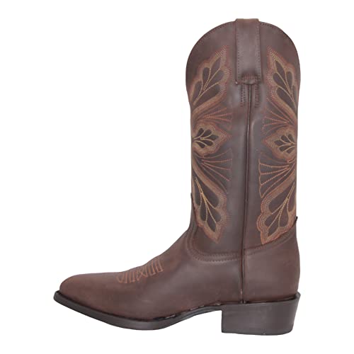 Men’s Genuine Leather Round Toe Embroidered Mid Calf Cowboy Boot3
