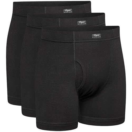 Organic Signatures Men’s 100% Organic Cotton Boxer Briefs – Soft, Breathable Covered Waistband...