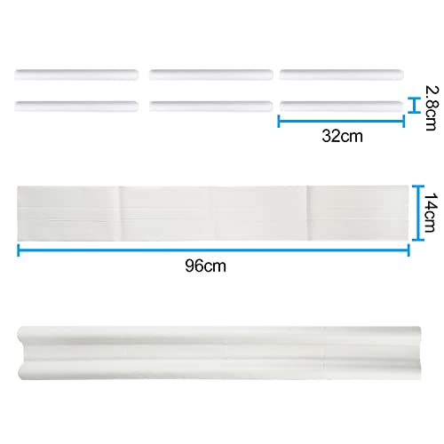 Gvolatee Tochtstopper, windstopper, met dubbele afdichting, 96 cm, deurafdichting, op maat te snijden, effectief tegen tocht, lawaai, kou en insecten, schuimkatoen, wit, 1 stuk - Image 3