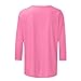 Ladies Tops 3/4 Sleeve for Women Half Button Waffle Linen Shirts for Women Vneck Tshirt Women V-Neck Sweater Women Womens Long Shirt Trendy Sweater for Women 2024 Pink
