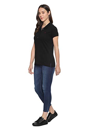 Image of Allen Solly Women's Polo Neck T‑Shirt | Soft Touch Fabric | Regular Fit | Solid Casual Tee