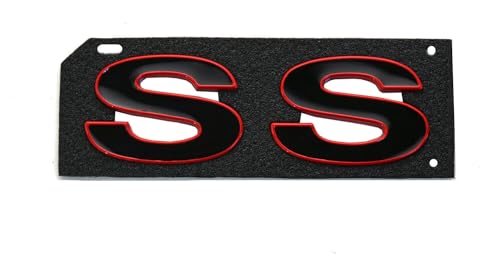 Image of 2Pc 1996-2002 Camaro SS Fender Emblem 3D Badge Nameplate Letter Sticker 12369966R Replacement for SS (Black Red)
