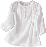 【Schmeichelhafte Passform für alle Körpertypen】 Entwickelt, um verschiedene Körperformen zu ergänzen, bietet die elegante Bauernbluse eine entspannte Passform, die wunderschön fällt. Die leichte Gaze-Tunika sorgt dafür, dass Sie den ganzen Tag bequem und stilvoll bleiben.