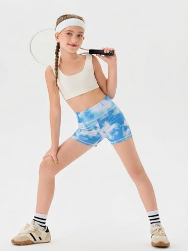 Image of Haloumoning Girls Athletic Shorts Kids High Waisted Yoga Dance Biker Shorts Comfy Gymnastics Shorts 5-14Y