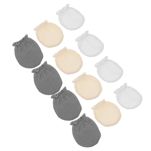 ibasenice 6 Pares Manoplas para Niña Meses Antirascado Transpirables y Suaves Protectores de Manos para Recién Nacidos Unisex Gris Beige y Blanco