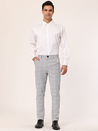 Lars Amadeus Men's Dress Plaid Pants Slim Fit Flat Front Business Pencil Trousers with Pockets3