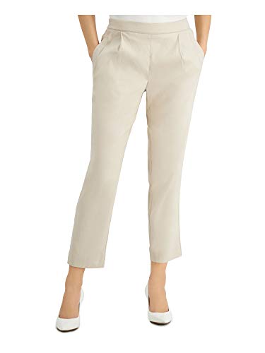 Alfani Womens Pleat Front Slim Leg Ankle Pants Beige L at Amazon Women's  Clothing store