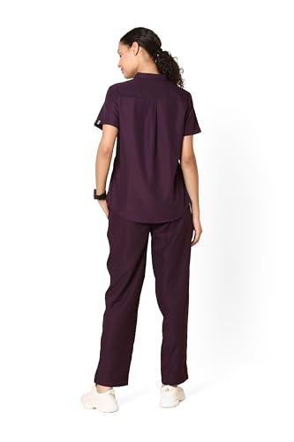 Knya Classic Women's 5-Pocket Mandarin Collar Scrub Suit | Short Sleeves | Athletic Fit | For Doctors