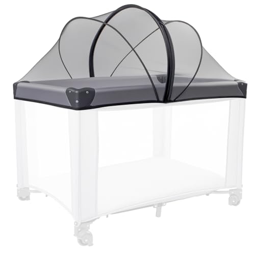 Image of BEBONO Mosquito Net for Pack N Play, Keep Cats Out, Netting Cover with 2-Way Zipper for Playpen, Foldable with Storage Bag, Black