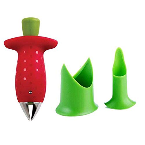 Strawberry Huller and Pepper Corer Set Professional Stem Remover Tomato Corer Kitchen Gadget Tools (Set of 3, Mixcolour)