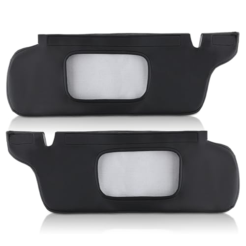 GoaMotors for Ford Mustang 1994-2004 Pair Black Leather Sun Visor Cover Replacement Left Driver & Right Passenger Side Car Sun Visor Cover