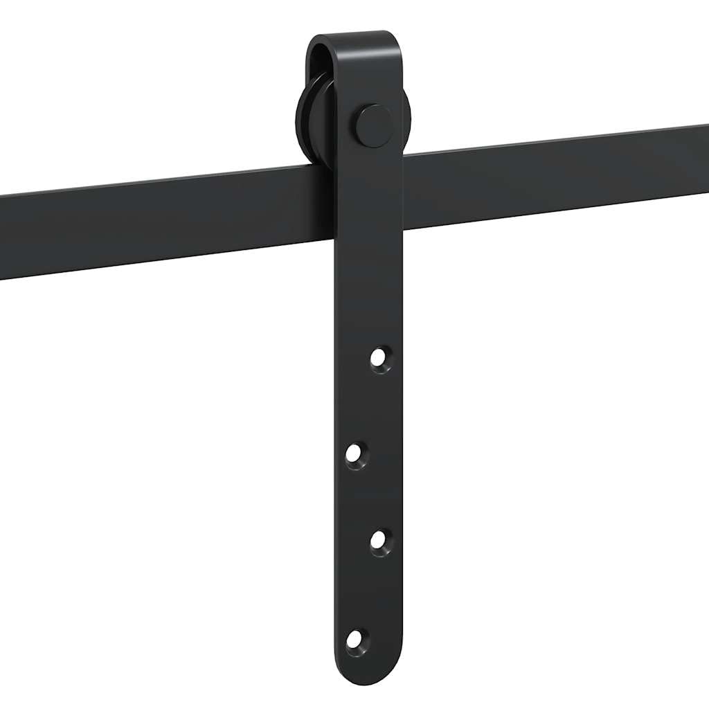 Juego de herrajes para puerta corredera de acero al carbono con recubrimiento en polvo, 213 cm, con ruedas silenciosas para puertas de armario de 22 a 25 mm, incluye tope de puerta, juntas