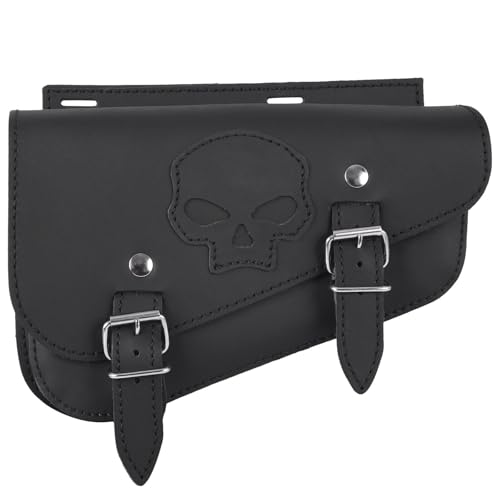 ORLETANOS Seitentasche Medusa Skull rechts kompatibel mit Harley Davidson Sportster Forty-Eight Super Low Roadster XL Custom Biker Ledertasche Suzuki Yamaha Honda Kawasaki Koffer Chopper