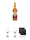 hansen rum flensburg  Hansen Echter Jamaika Rum Rot 54% 0,7 Liter + 2 Bugatti Nosing Gläser mit Eichstrich 2cl und 4cl + 2 Schiefer Glasuntersetzer eckig ca. 9,5 cm Ø