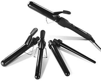 Le Beaute 5-in-1 Curling Iron and Wand Set - 5 Interchangeable Tourmaline Ceramic Barrels and Heat Protectant Glove Included: 2 Clipped, 3 Clipless 1/2 Inch To 1 1/2 Inch