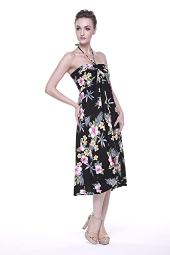 Image of Family Matching Hawaiian Clothes, Hibiscus Black | Black Hibiscus Print • Soft Rayon Fabric • Family Matching Outfits • Vacation Ready • Luau Party Wear