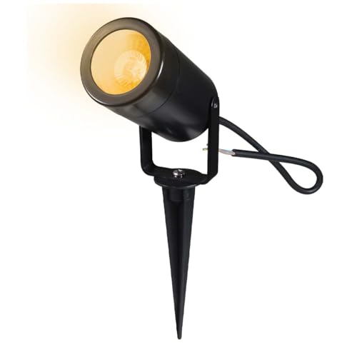 ILLUX Lámpara para Jardín Exterior con Estaca LED Foco de Piso Reflector IP65 Temperatura de Colores No Atenuable 7 W Max GU10 Lámpára para Paisaje STAKE PL-7411.N (Luz Cálida...