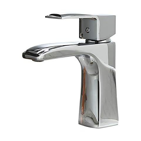 Monobloc Basin Mixer Tap Modern Bathroom Sink One Lever Single Hole Cold and Hot Faucet Chrome Cover
