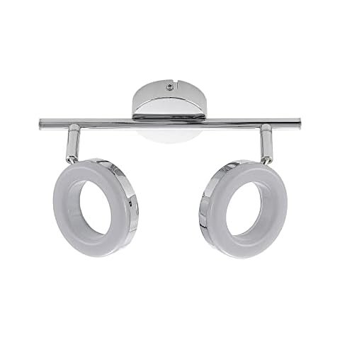 ELC LED Deckenlampe, Spotbalken drehbar und schwenkbar, Deckenstrahler, 2x 4W LED, Strahler Metall chrom Cover