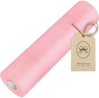 100%Mosel Vlies Tischläufer, in Rosa (30 cm x 25 m), dekoratives Tischband | Edle Tischdeko für Taufe, Kommunion und 1. Geburtstag (Mädchen) – Meterware von der Rolle, zuschneidbar