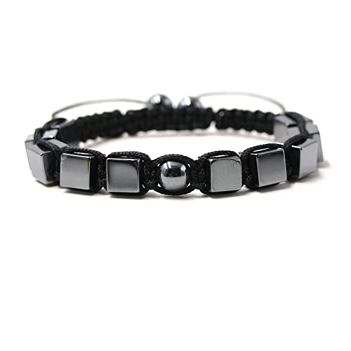 Bracelets en pierre naturelle et cordon tressé noir aimanté pour homme de 18cm