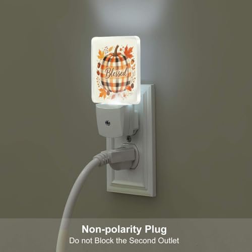 Image of Thanksgiving Leaves Pumpkin LED Plug-in Night Lamp 2-Pack for Corridors