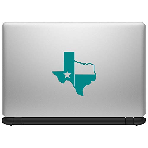 Image of TX Flag Shaped Like Texas [Pick Color] Vinyl Transfer Sticker for Laptop /Car /Truck /Window /Bumper (3 inch x 3 inch, Turquoise)