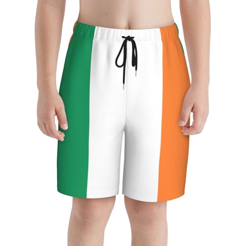 Irish Flag Youth Beach Pants, Soft and Breathable, with Drawstring Waist, Suitable for Sports and Leisure.3