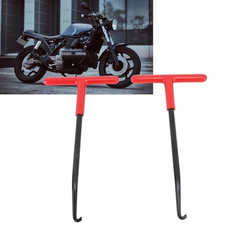 Image of Buachois 2 Pieces Exhaust Spring Puller Tool, Motorcycle T Handle Pipe Spring Puller Installer Hooks Removal Tool with Rubber Coating for Motorcycle Vehicle Springs Removal, Installation, Adjustment