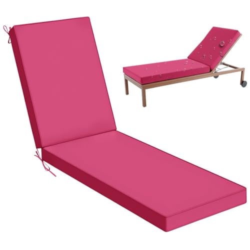Cojin Tumbona Exterior, Cojín para Tumbona de Jardín, Cojín Reclinable Colchoneta Grueso Suave Cómodo de Color Liso con Correas para Silla de Jardin Silla Mecedora Patio,Rose red 28,183x53x10cm