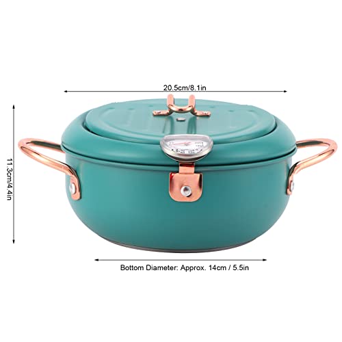 Tempura Frittiertopf mit Thermometer und Öltropfgestell Japanische Edelstahl-Fritteuse für Induktionsherd, zum Braten von Hühnchen Pommes Frites Braten von Fisch und Garnelen (tiefgrün) – Bild 6