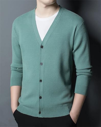 Men's Cardigan Sweaters Single Breasted Business Casual Solid Color Long Sleeve Knit Sweater2